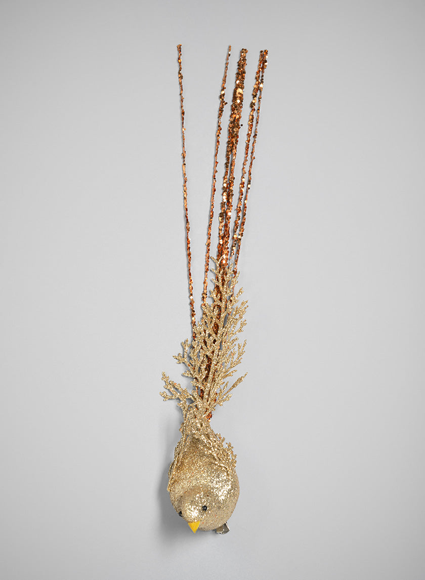 16in Long Gilded Gold Long Tail Bird Ornament Decor Jamali Garden