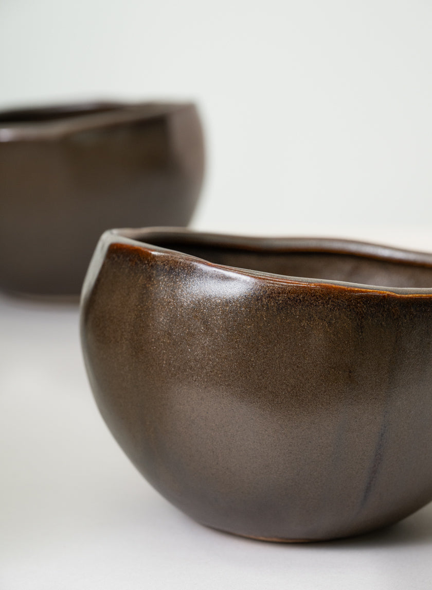 Mashiko Aged Brown Ceramic Bowl Decor Jamali Garden