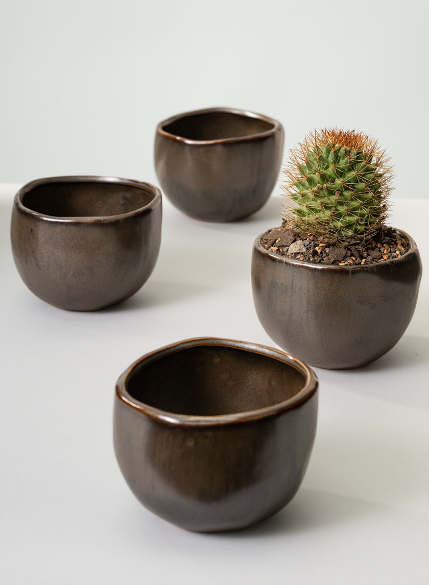 Mashiko Aged Brown Ceramic Bowl Decor Jamali Garden