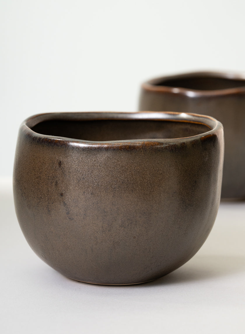 Mashiko Aged Brown Ceramic Bowl Decor Jamali Garden