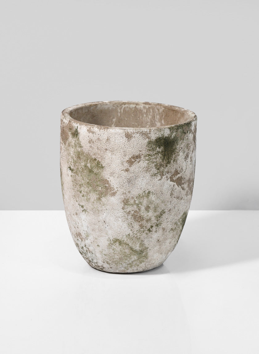 5in Tall Sturgeon Moon Aged Cement Planter Decor Jamali Garden