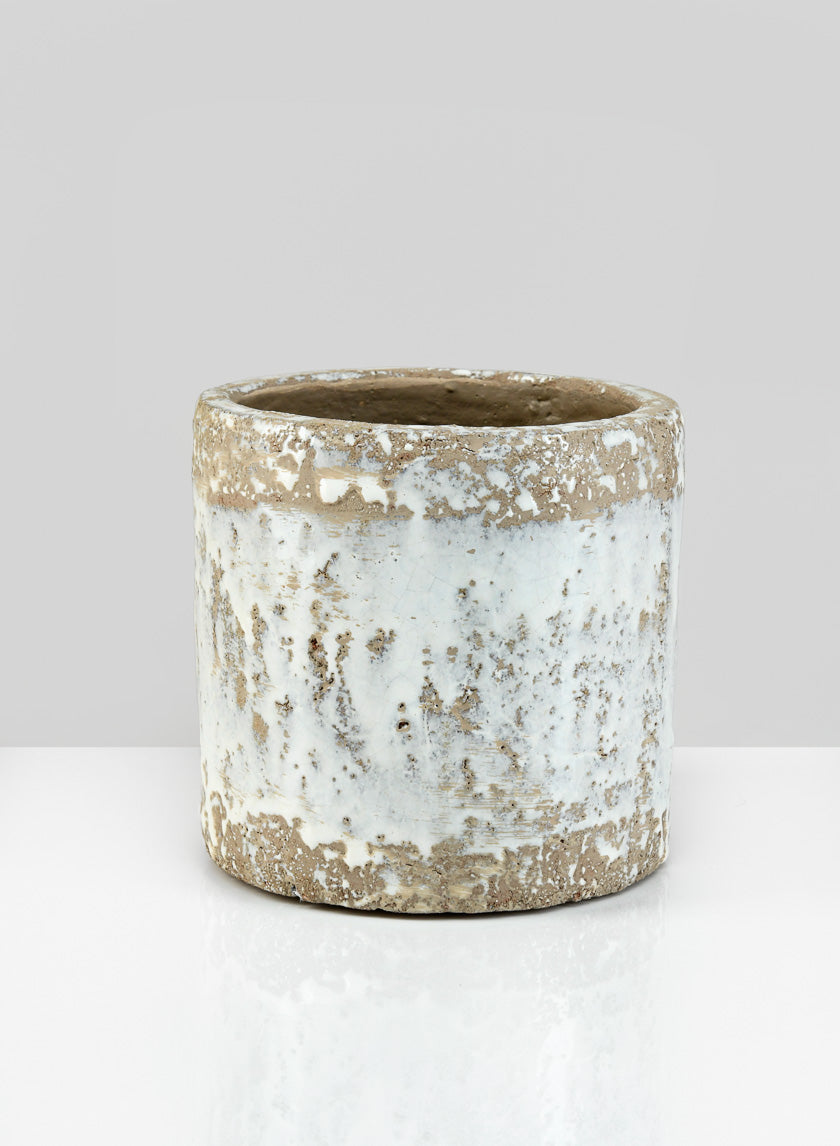 5.5in Tall Antique White Jardin Pot Decor Jamali Garden