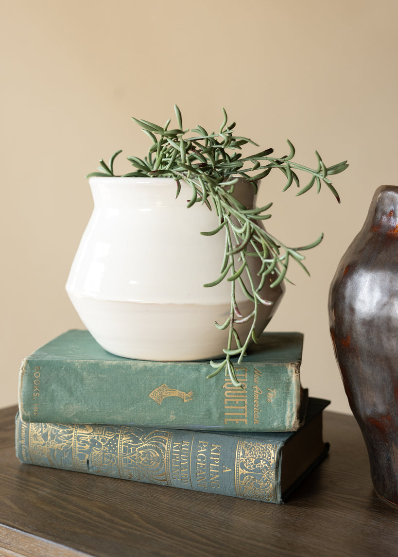 7in Wide Kasama White Artisan Bowl Decor Jamali Garden