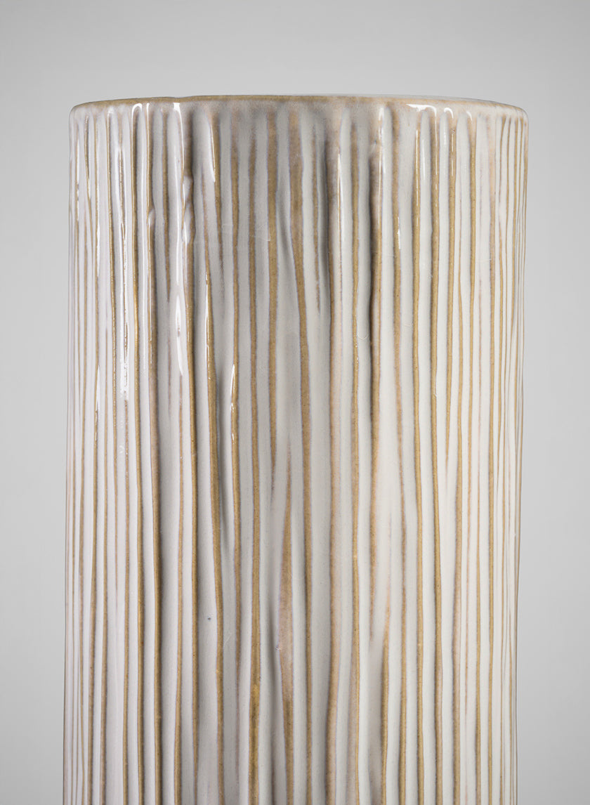 9in Tall Faro Aged White Ceramic Cylinder Decor Jamali Garden