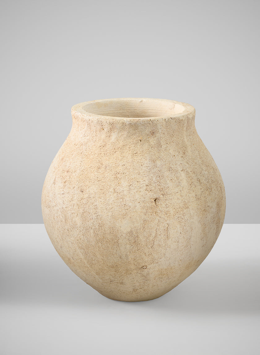 9in Tall Amadora Aged Sand Tone Stoneware Deco Vase, Case of 4 Decor Jamali Garden