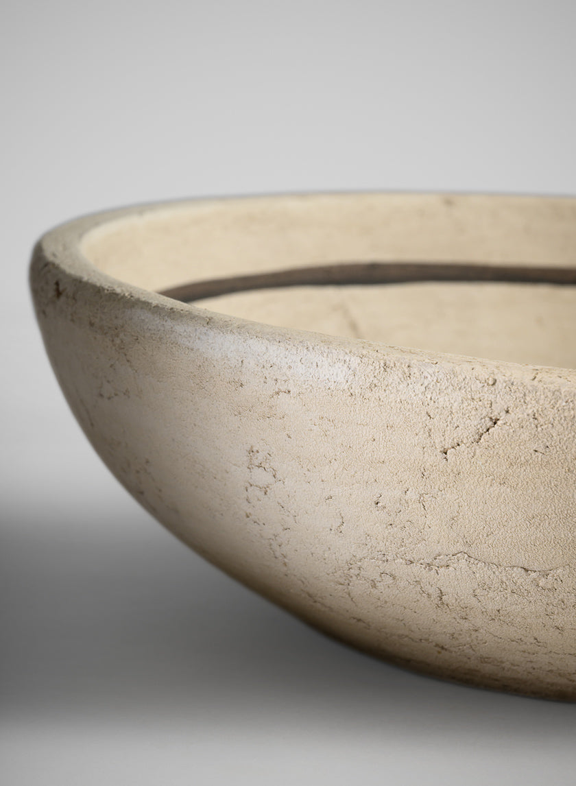 12in Wide Amadora Sand Tone Centerpiece Stonware Bowl Decor Jamali Garden