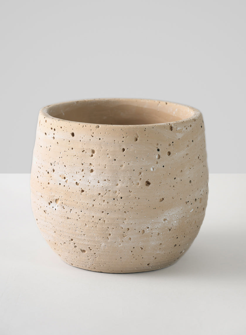 5in Tall Natural Slate Beige Cement Cache Pot Decor Jamali Garden