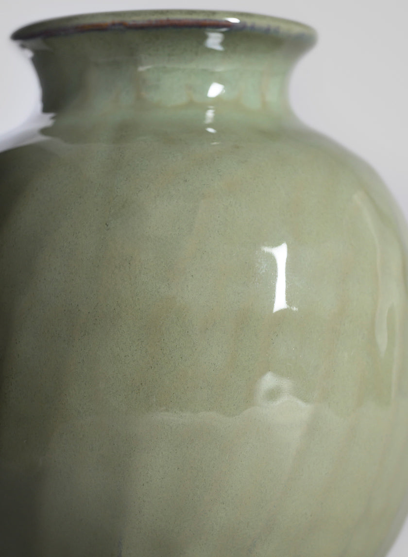 5.5in Tall Moss Green Glaze Ceramic Fuji Deco Vase Decor Jamali Garden