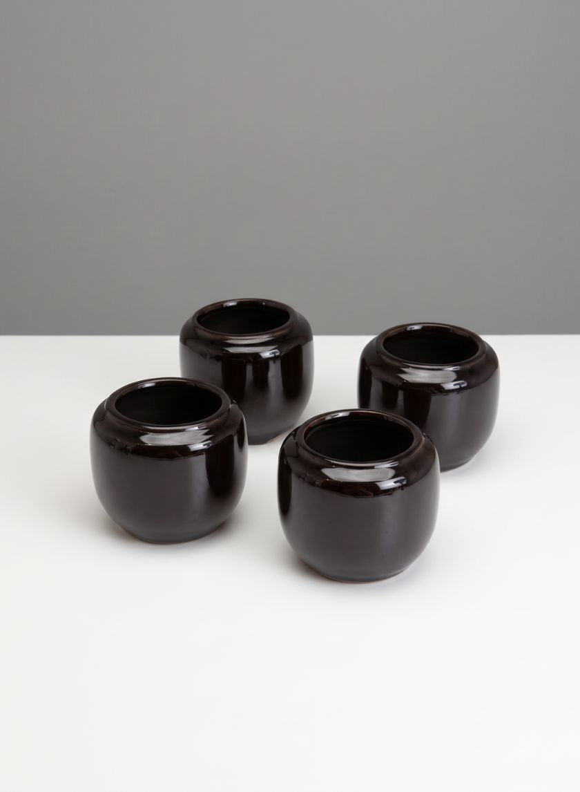 3in Tall Alsace Noir Cachepot Vase, Set of 4