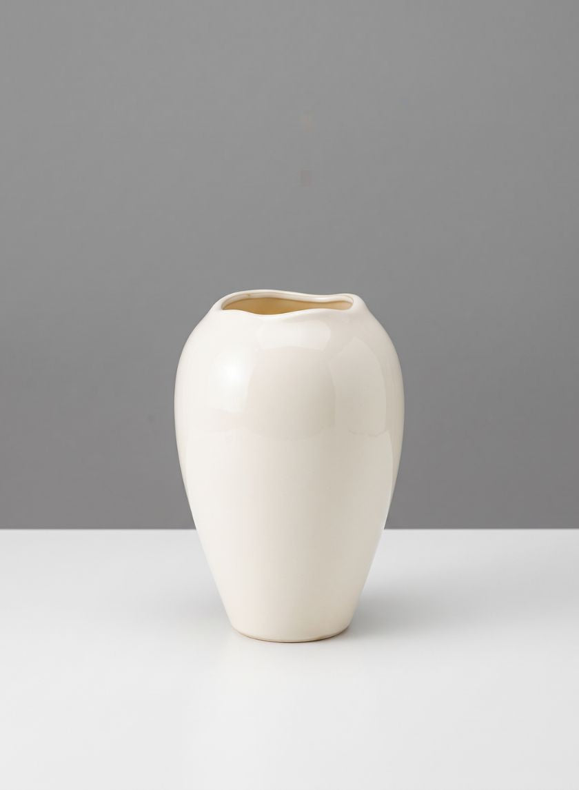 10in Tall Normand White Ceramic Vase