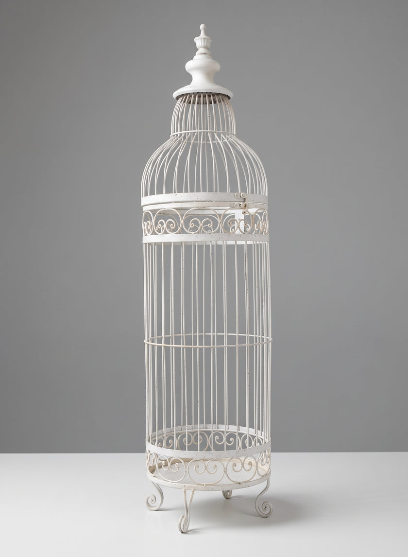 35in Tall Large Antique White Birdcage Decor Jamali Garden