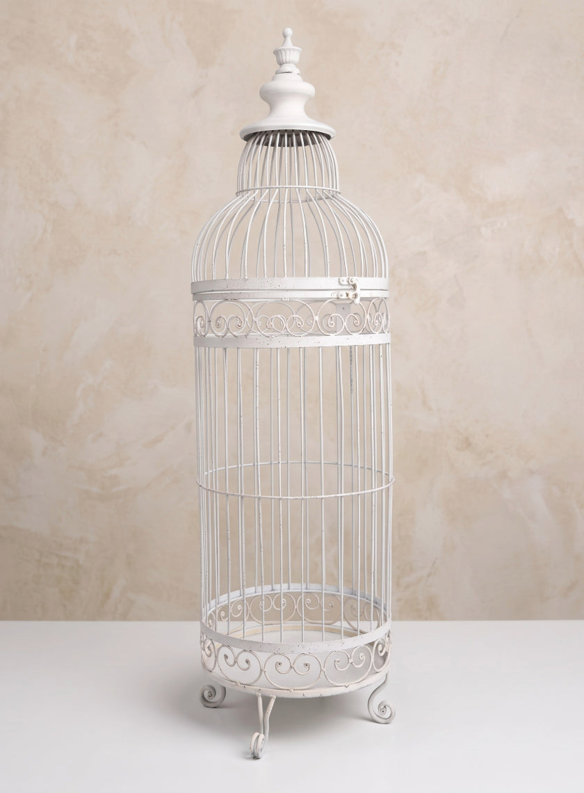 35in Large Antique White Birdcage Decor Jamali Garden