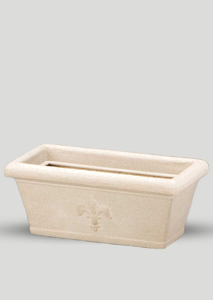 16in & 24in Fleur de Lis Weathered Stone Rectangular Planter Decor Jamali Garden