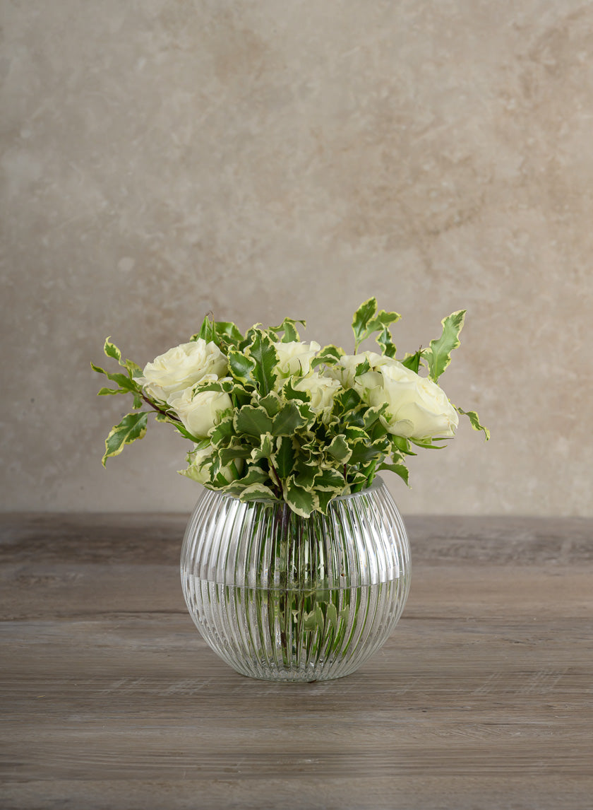 Pleated Glass Fishbowl Vase Decor Jamali Garden