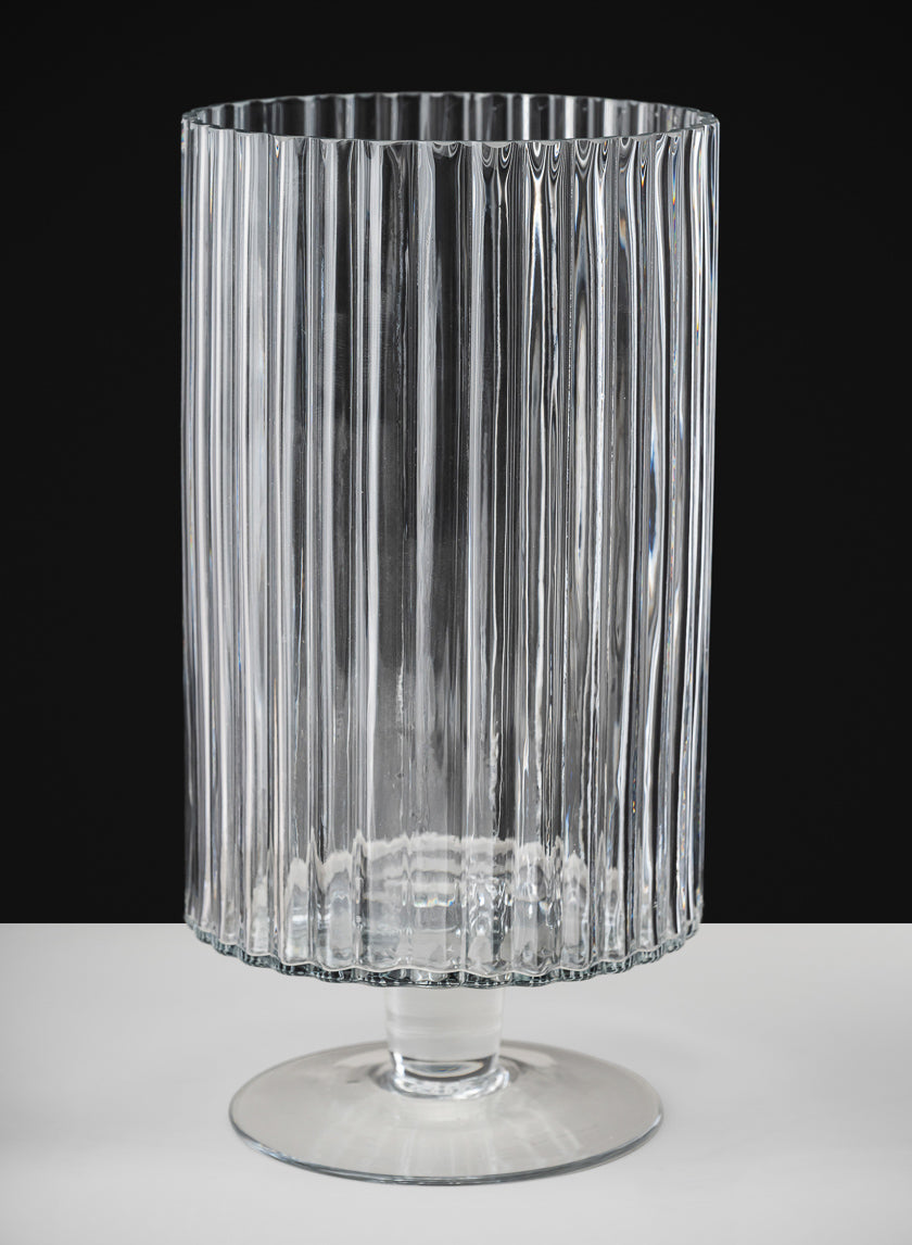 Pleated Glass Pedestal Hurricane Decor Jamali Garden