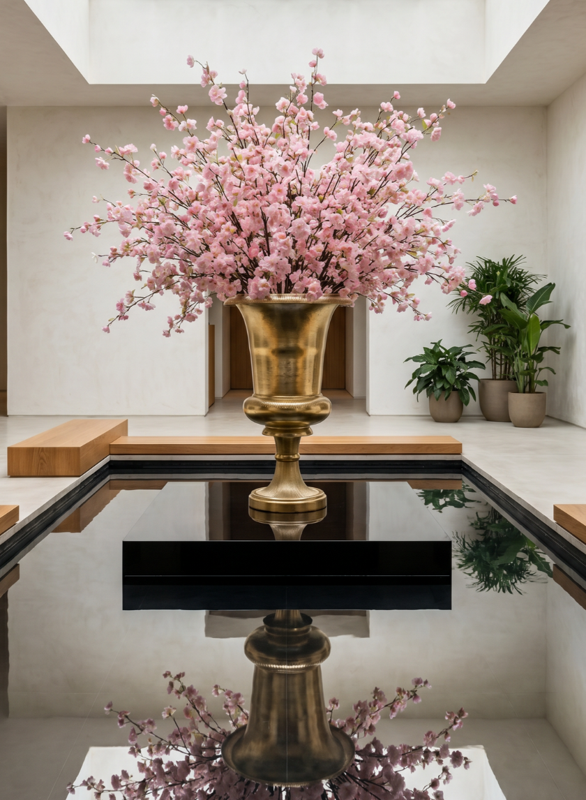 45in Long Pink Cherry Blossom Branch, Case of 6 Decor Jamali Garden
