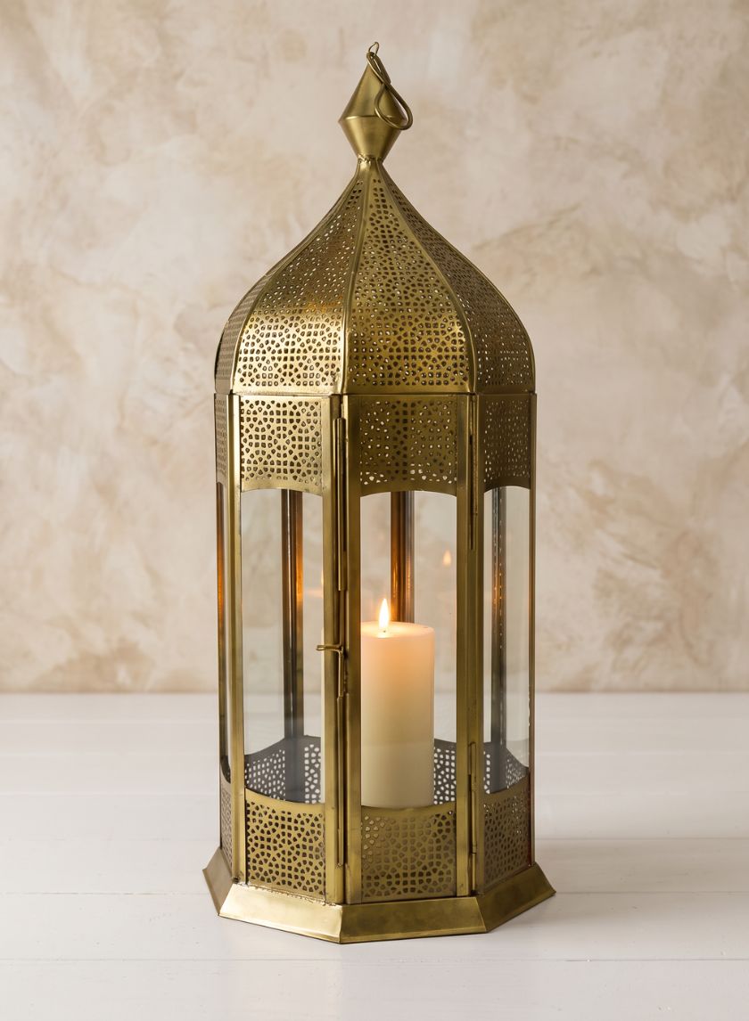 21.5in Tall Gold Aravali Lantern Decor Jamali Garden