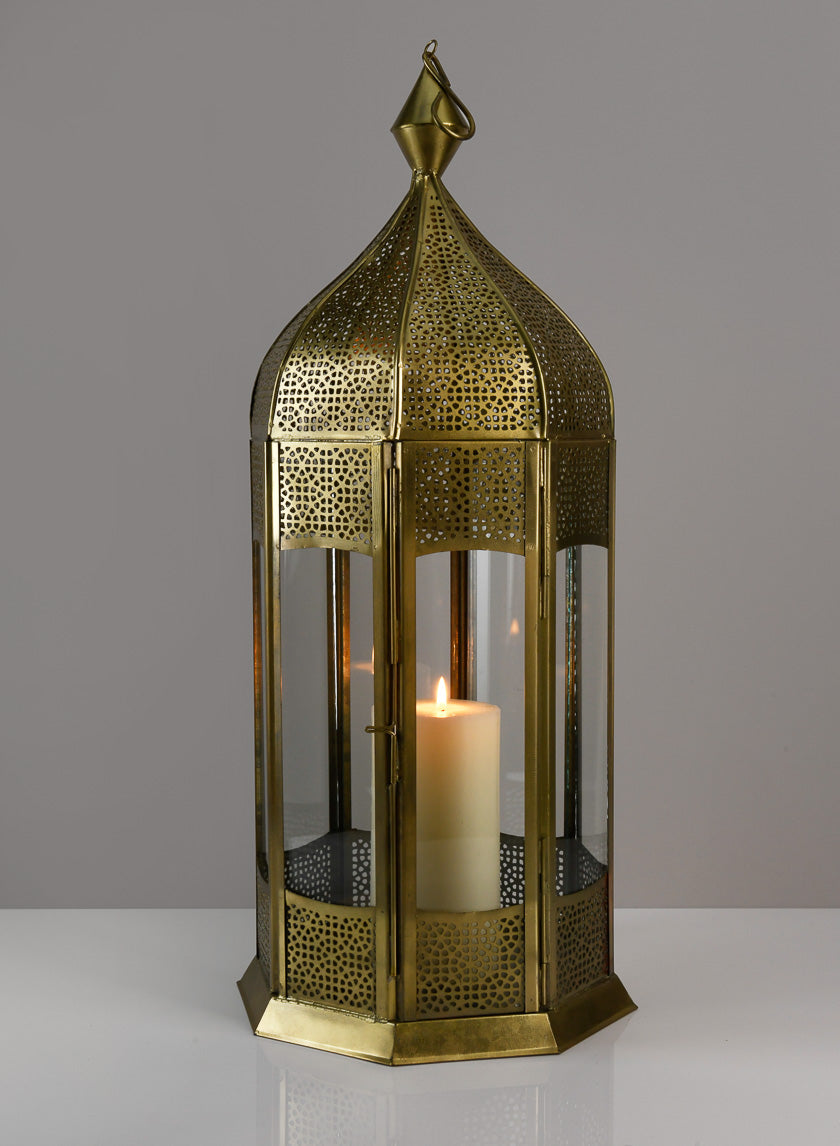 21.5in Tall Gold Aravali Lantern Decor Jamali Garden