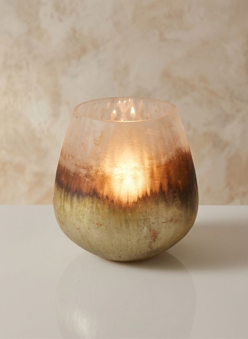 5in Tall Ombre Gold Frost Balloon Glass Vase Decor Jamali Garden