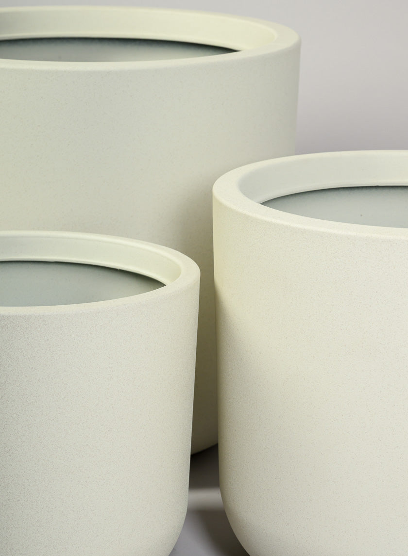 Rumi White Real Look PVC Light Weight Cylinder Pot Decor Jamali Garden