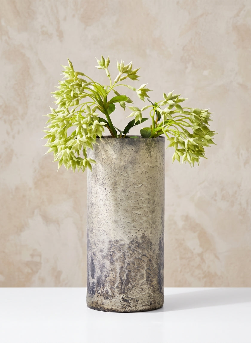 9in Tall Old Pewter Glass Vase Decor Jamali Garden