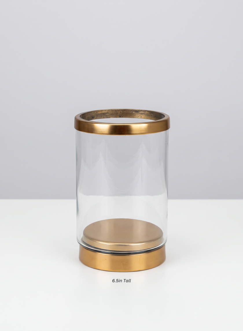 Gold & Glass Candle Hurricane
