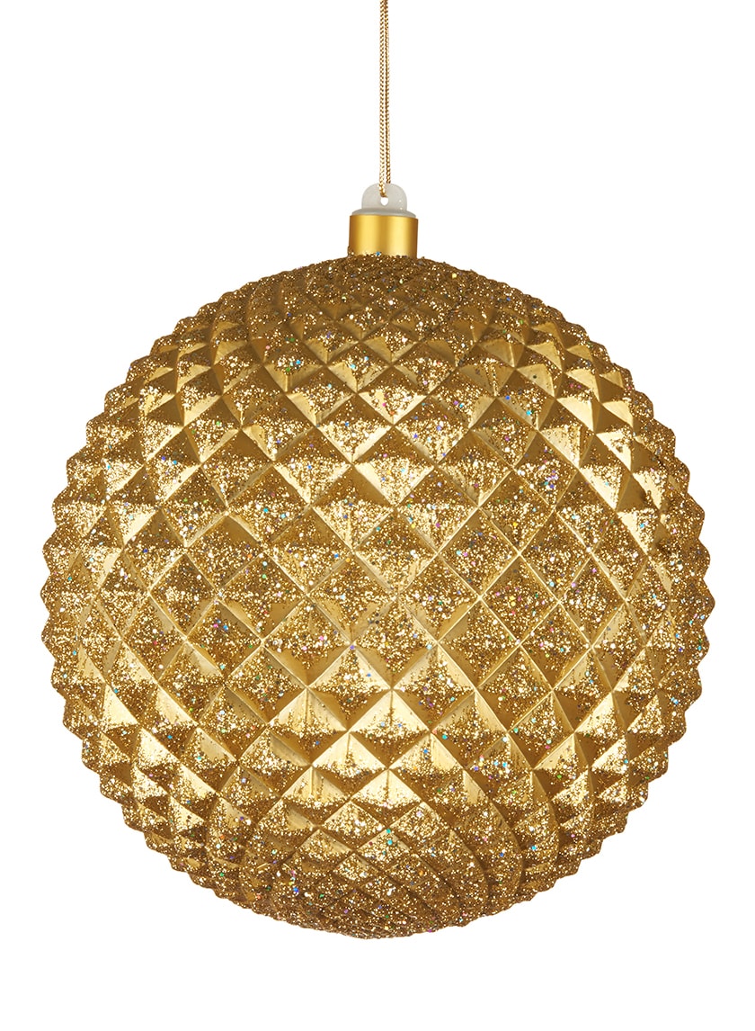8in Round Gold Glitter Durian Ball Ornament Decor Jamali Garden