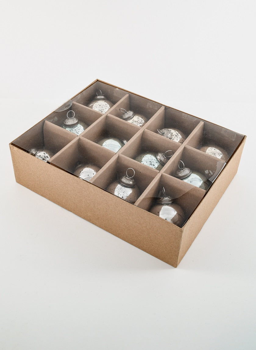 2.5in Round Vintage Glass Ornament Balls, Set of 12 Decor Jamali Garden