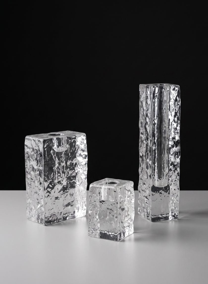 2.75in Tall Ice Block Taper Glass Holder