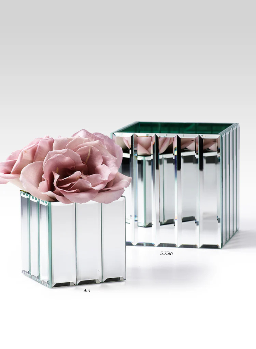 Mirror Strips Cube Glass Vases Decor Jamali Garden