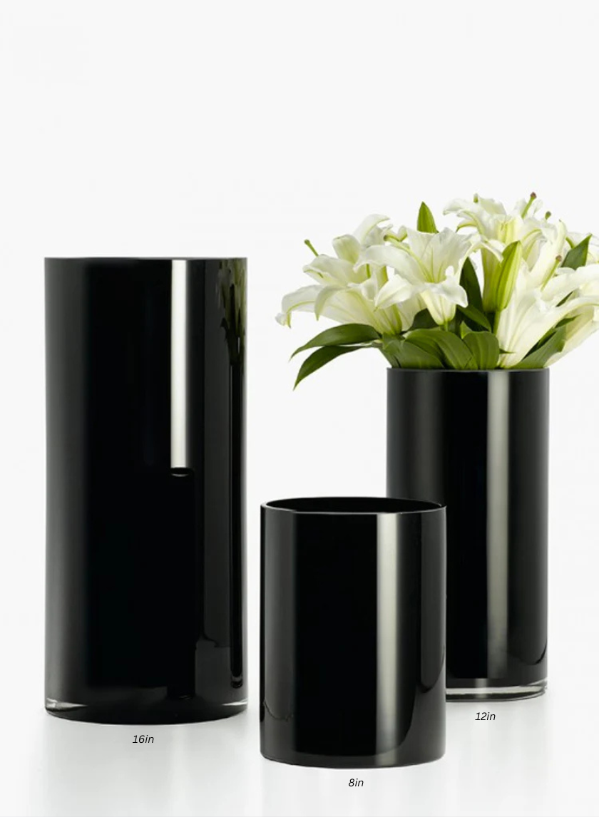 Black Glass Cylinder Vases Decor Jamali Garden