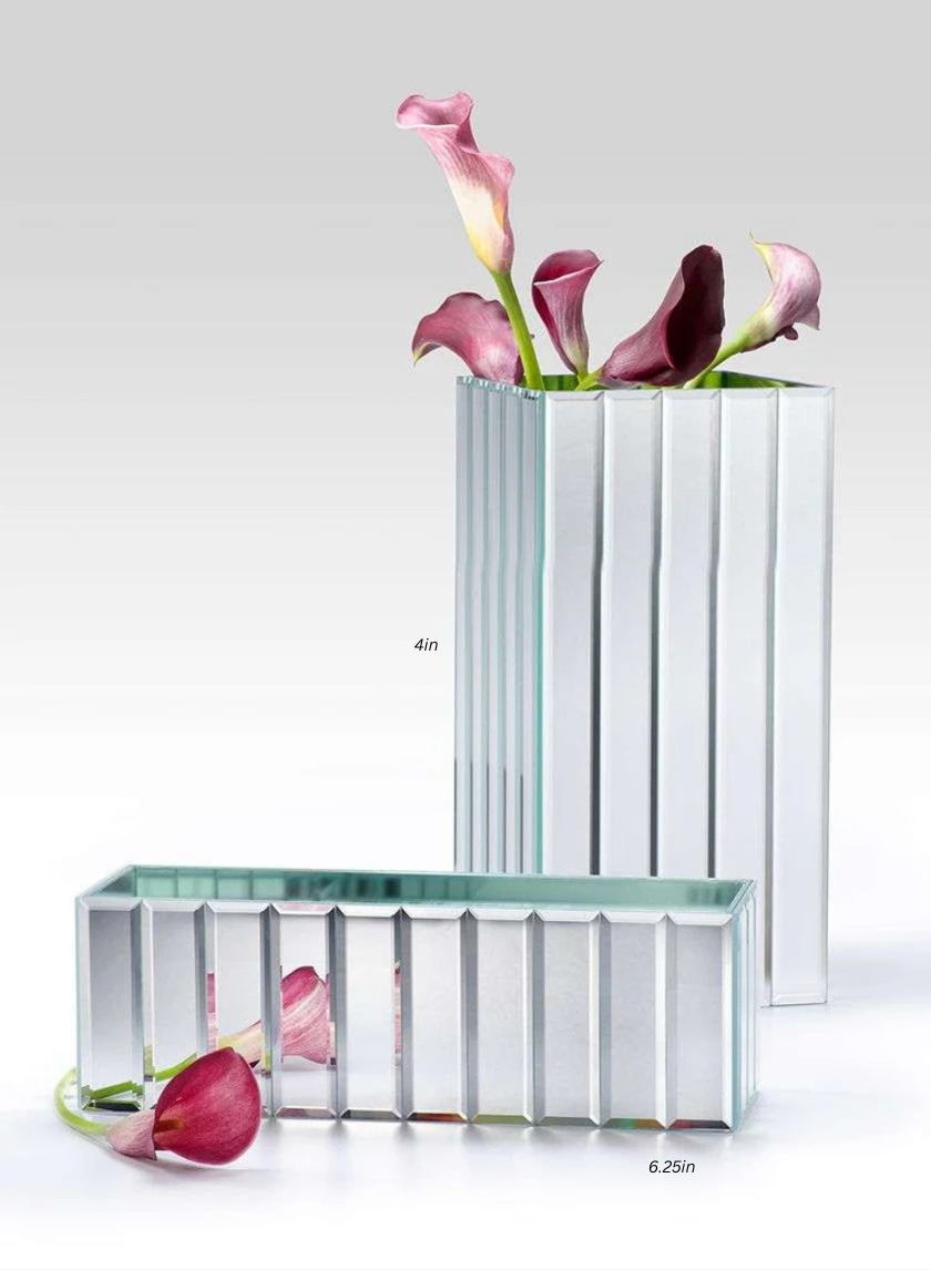Mirror Strips Rectangle & Square Glass Vase Decor Jamali Garden