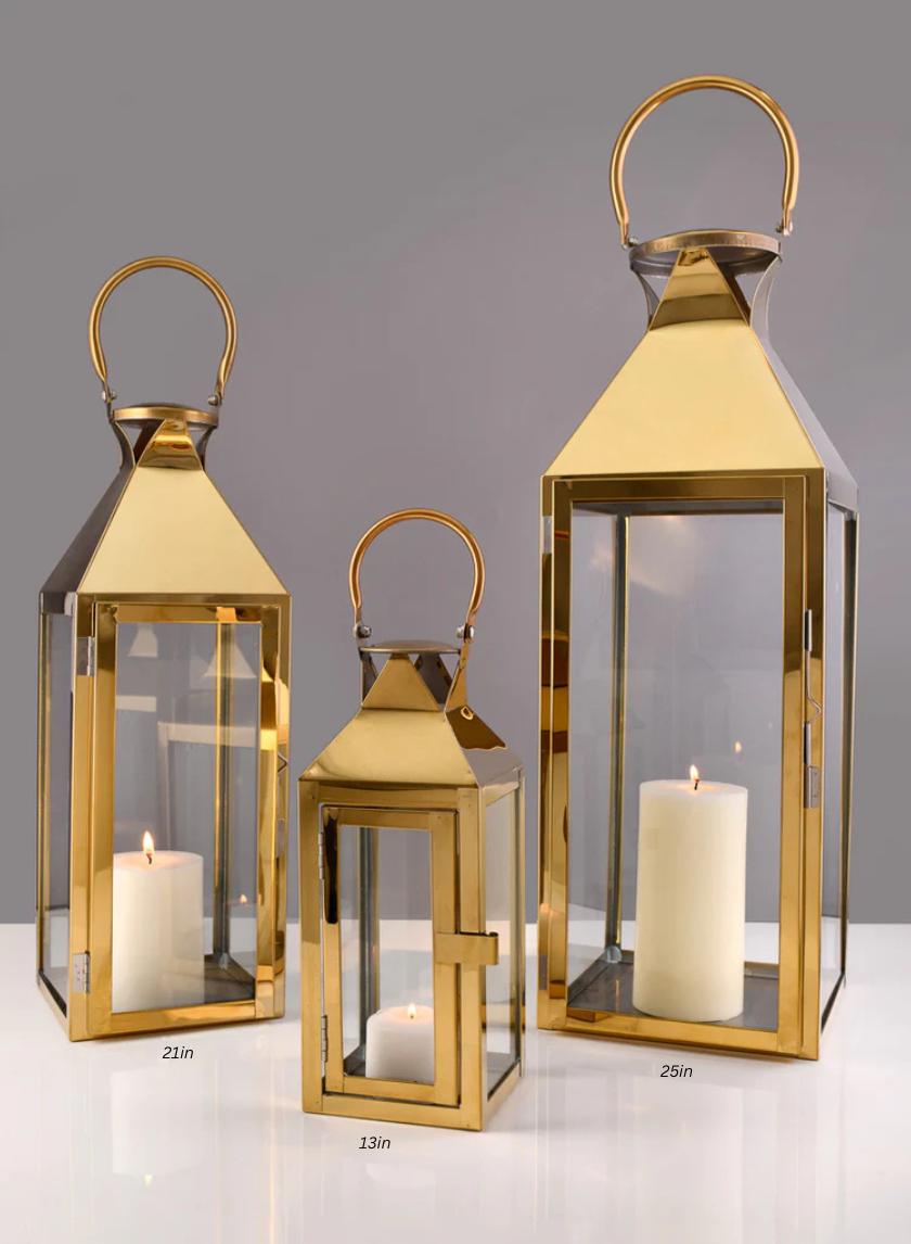 Gold Soho Stainless Steel Lanterns Decor Jamali Garden