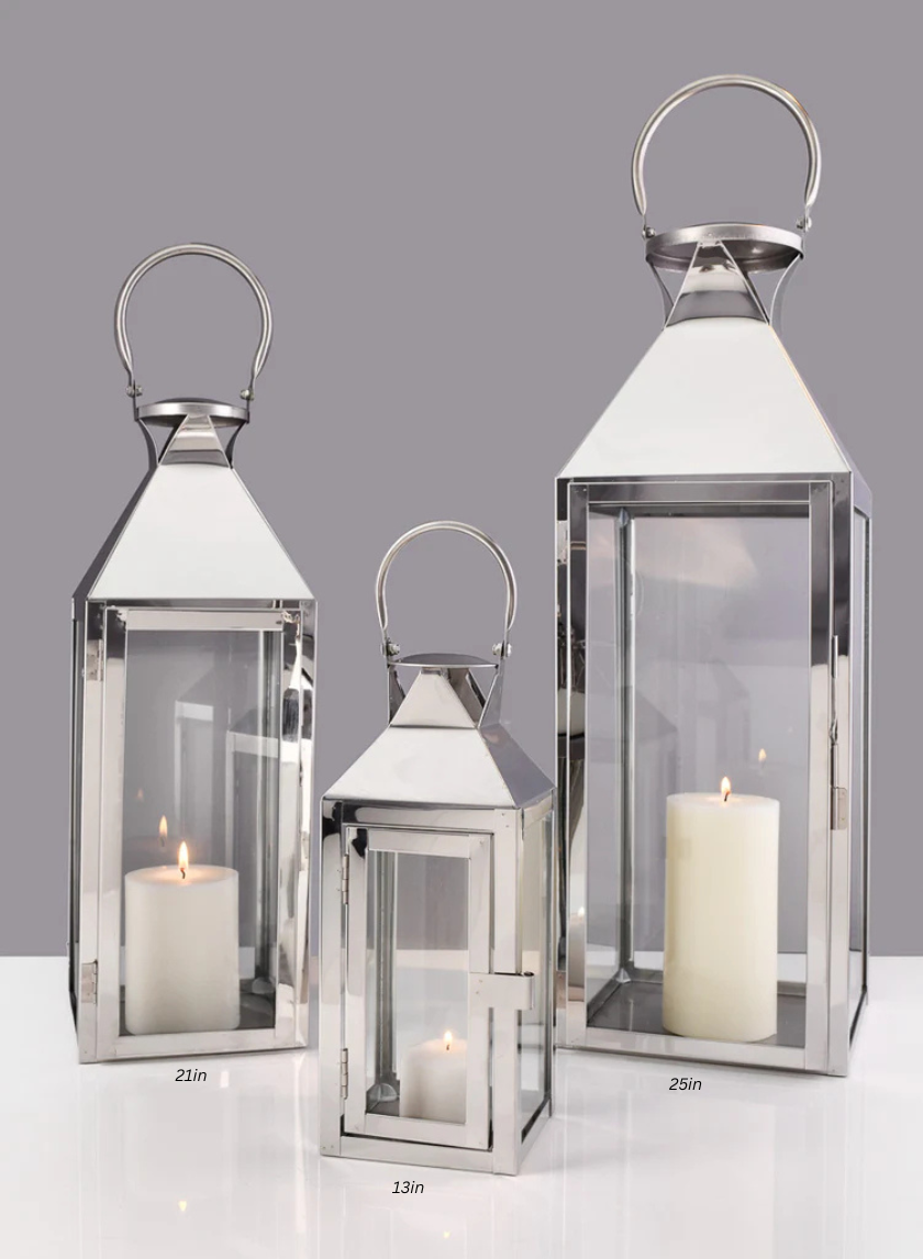 Silver Soho Stainless Steel Lanterns Decor Jamali Garden