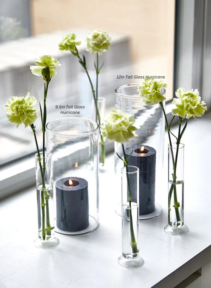 12in Tall Glass Hurricane Decor Jamali Garden