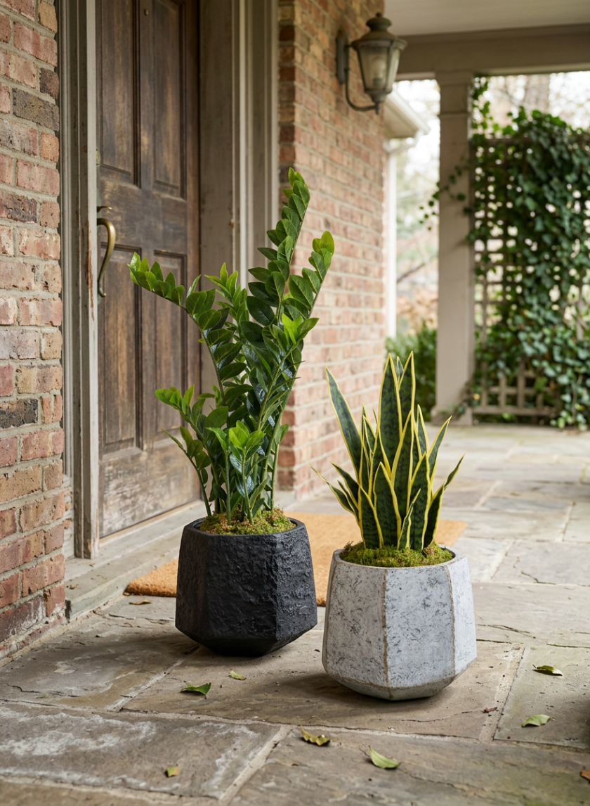 Kesari Aged White Fiberglass Planter Decor Jamali Garden