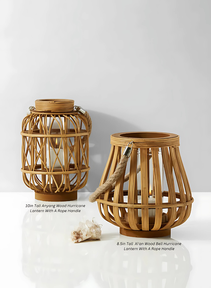 Wood Hurricane Lanterns Decor Jamali Garden