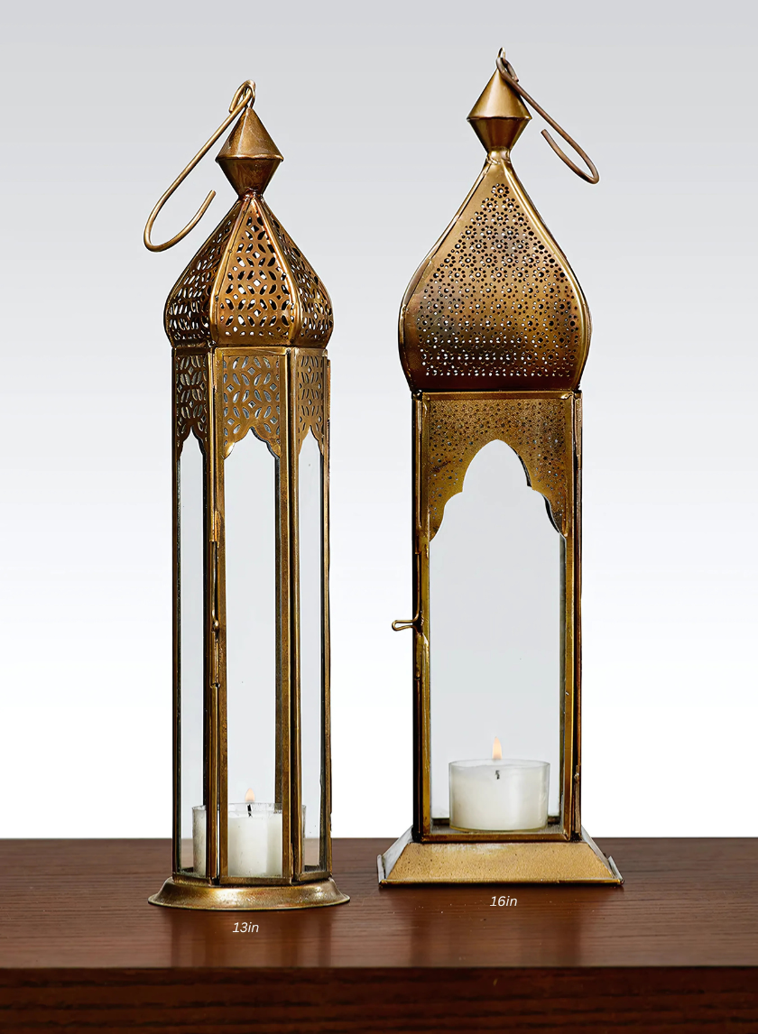 Antique Bronze Mahal & Taj Square Lantern Decor Jamali Garden