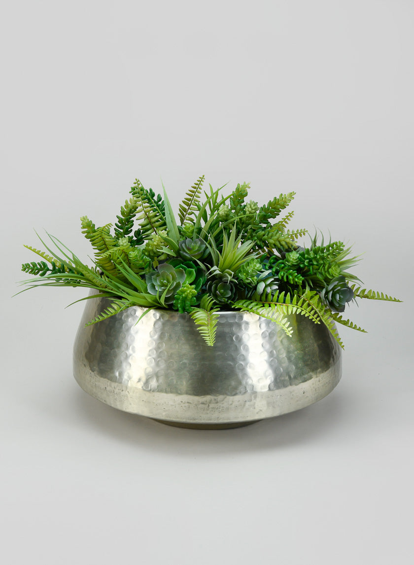 Pondicherry Old Silver Look Aluminum Bowl Decor Jamali Garden