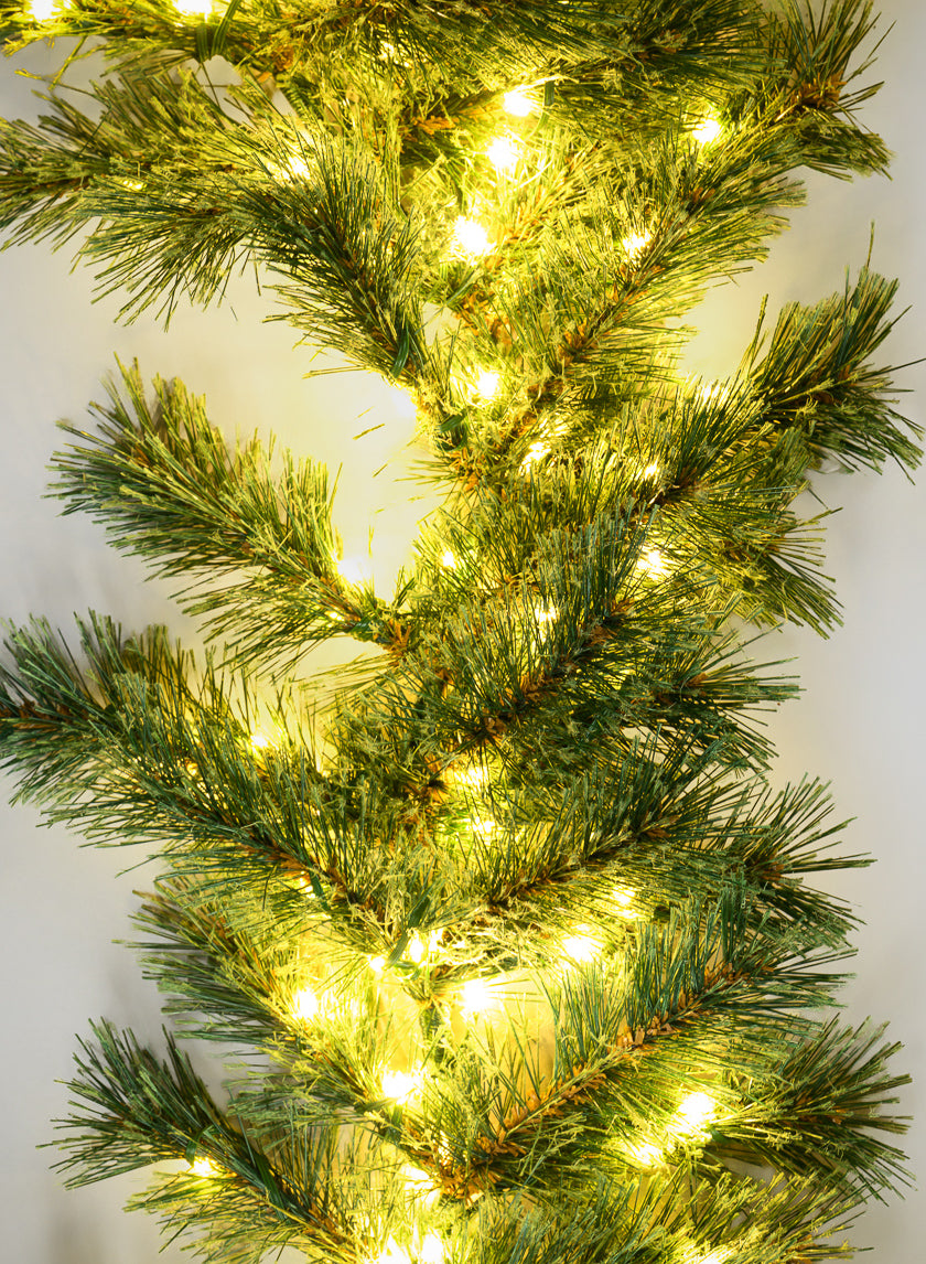 6ft Long Warm White Pre-Lit Garland (200 Lights) Decor Jamali Garden