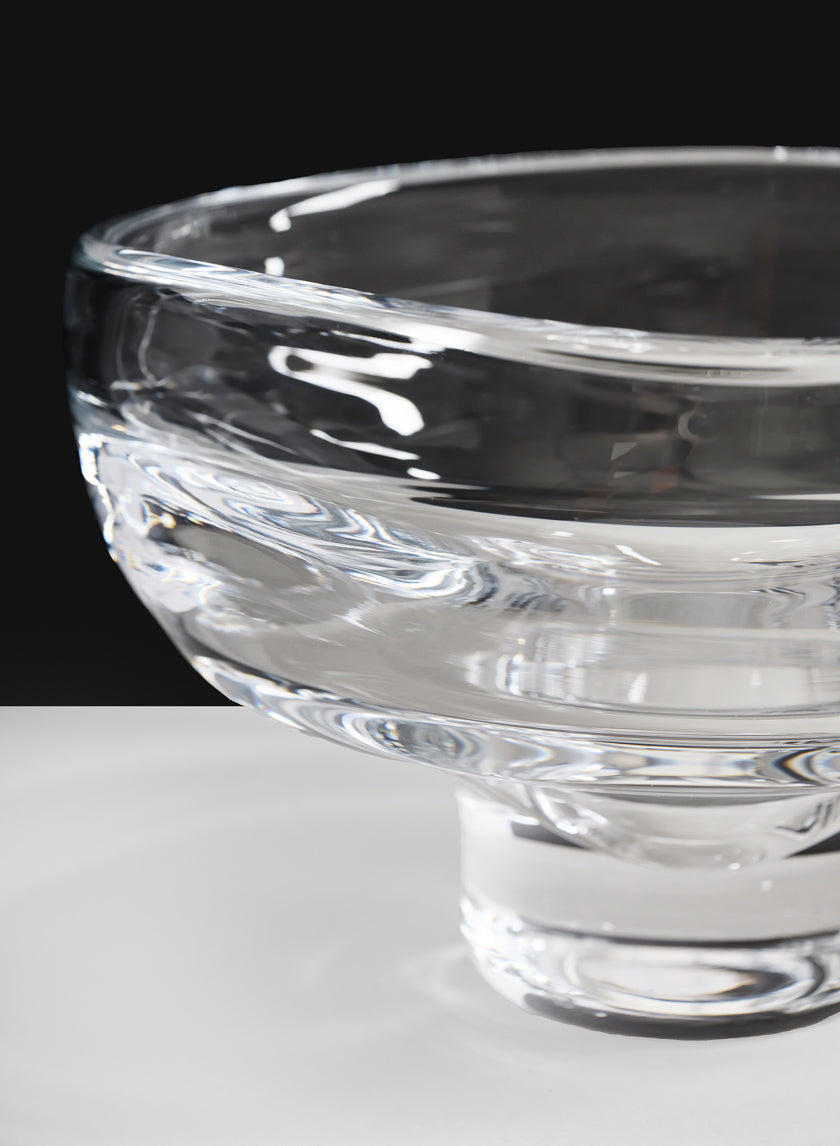 8in Wide Norvege Hand Blown Clear Glass Bowl Decor Jamali Garden