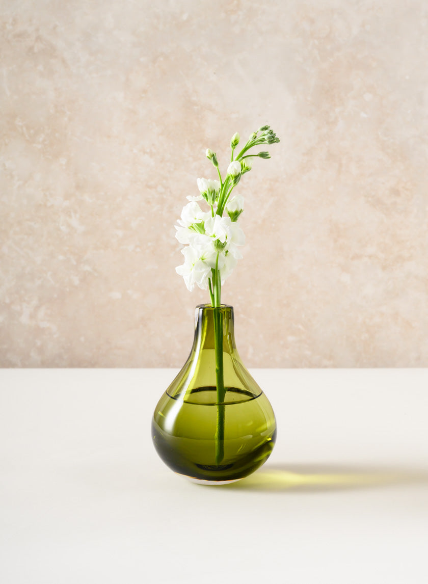 5.5in Tall Muran Green Glow Hand Blown Deco Glass Vase Decor Jamali Garden