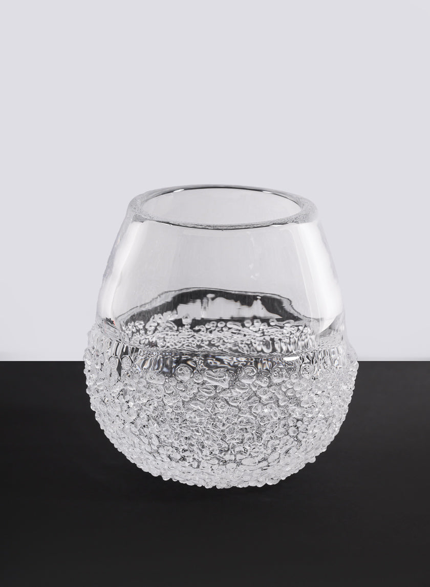 6.25in Tall Winterthur Ice Look Hand Blown Crystal Glass Vase Decor Jamali Garden