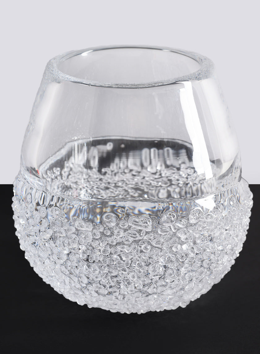 6.25in Tall Winterthur Ice Look Hand Blown Crystal Glass Vase Decor Jamali Garden