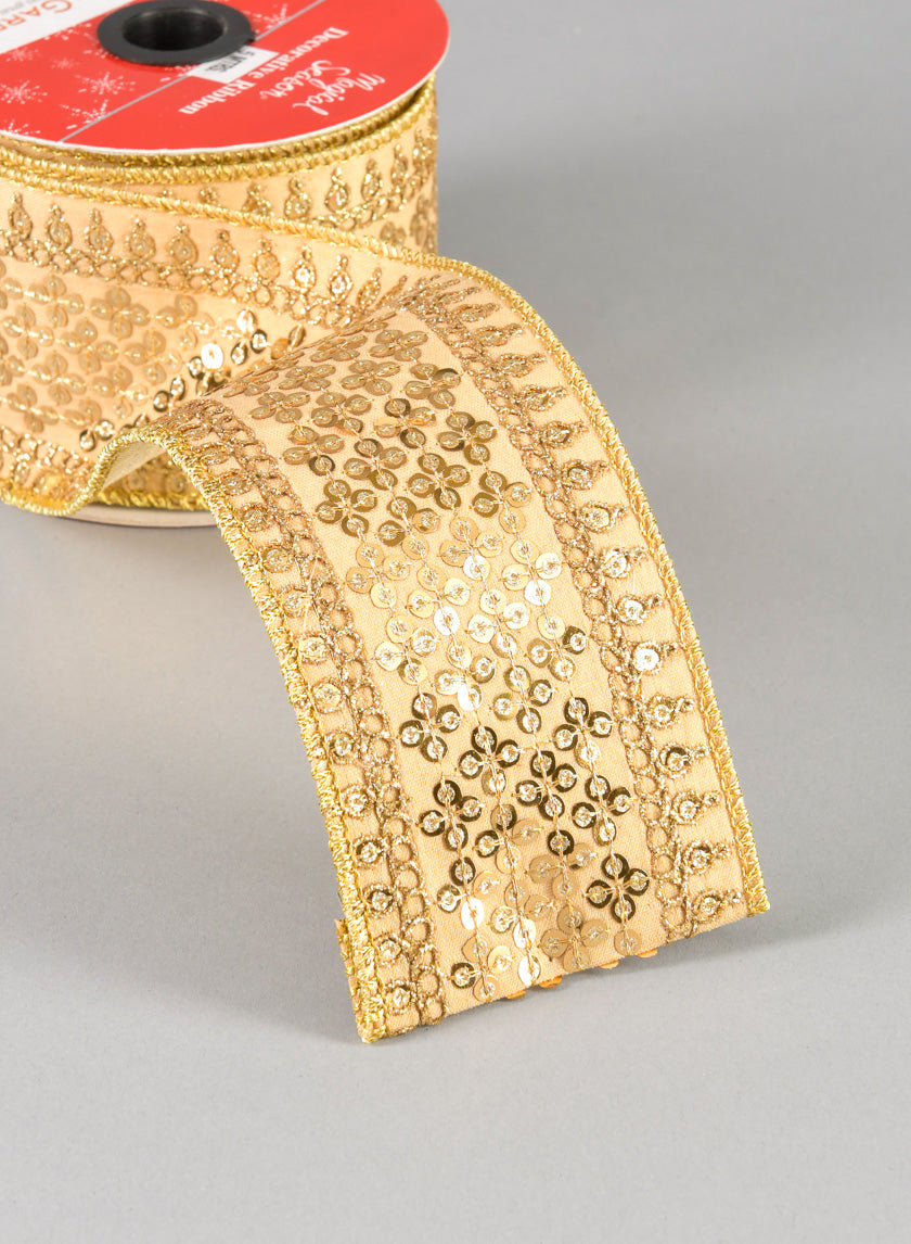 16.40ft Long Royal Nawab Gold Ribbon Decor Jamali Garden