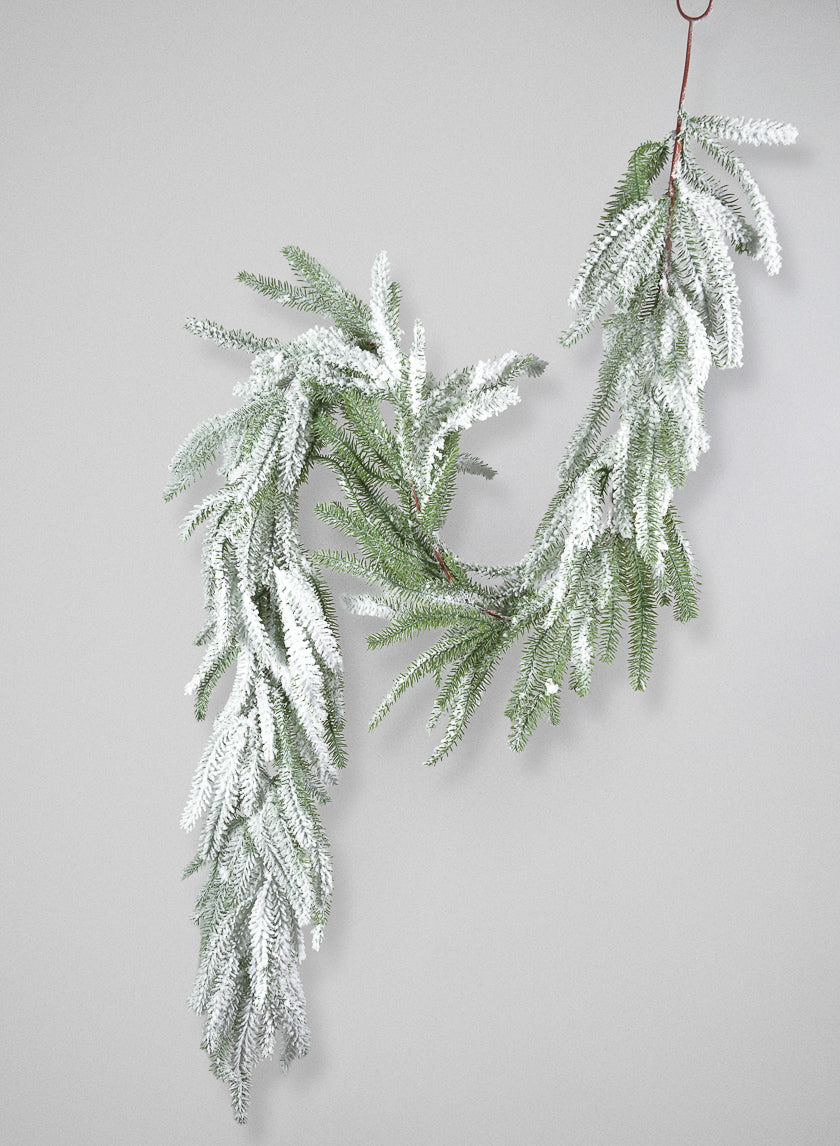 72in Long Fresh Snow Look Pine Garland Decor Jamali Garden