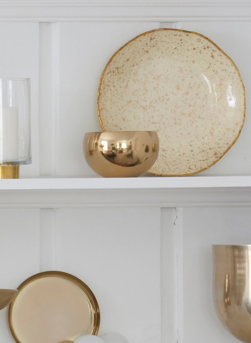 5.25in Wide Gold Steel Bowl Decor Jamali Garden