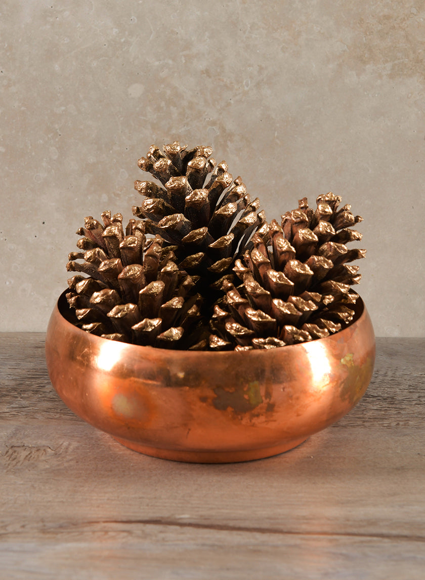 6.5in Wide Shallow Antique Copper Look Bowl Decor Jamali Garden