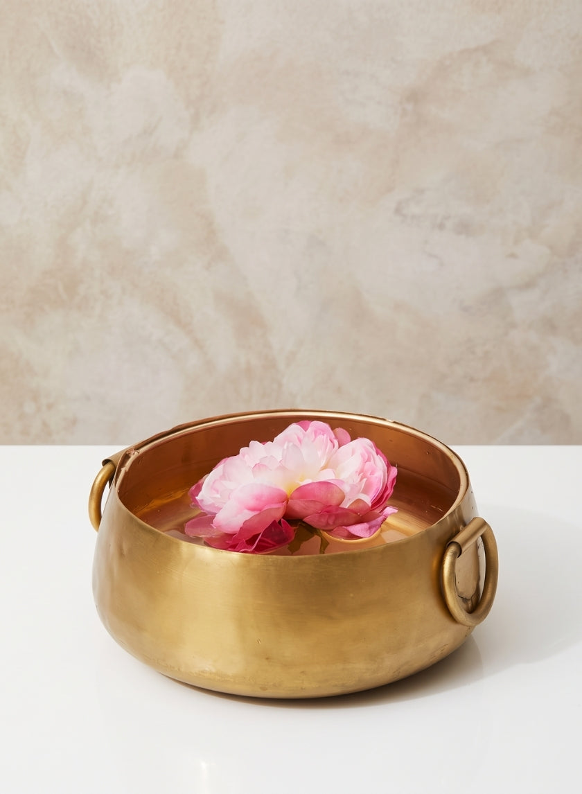 9in Wide Gold Iron Handi Bowl Decor Jamali Garden