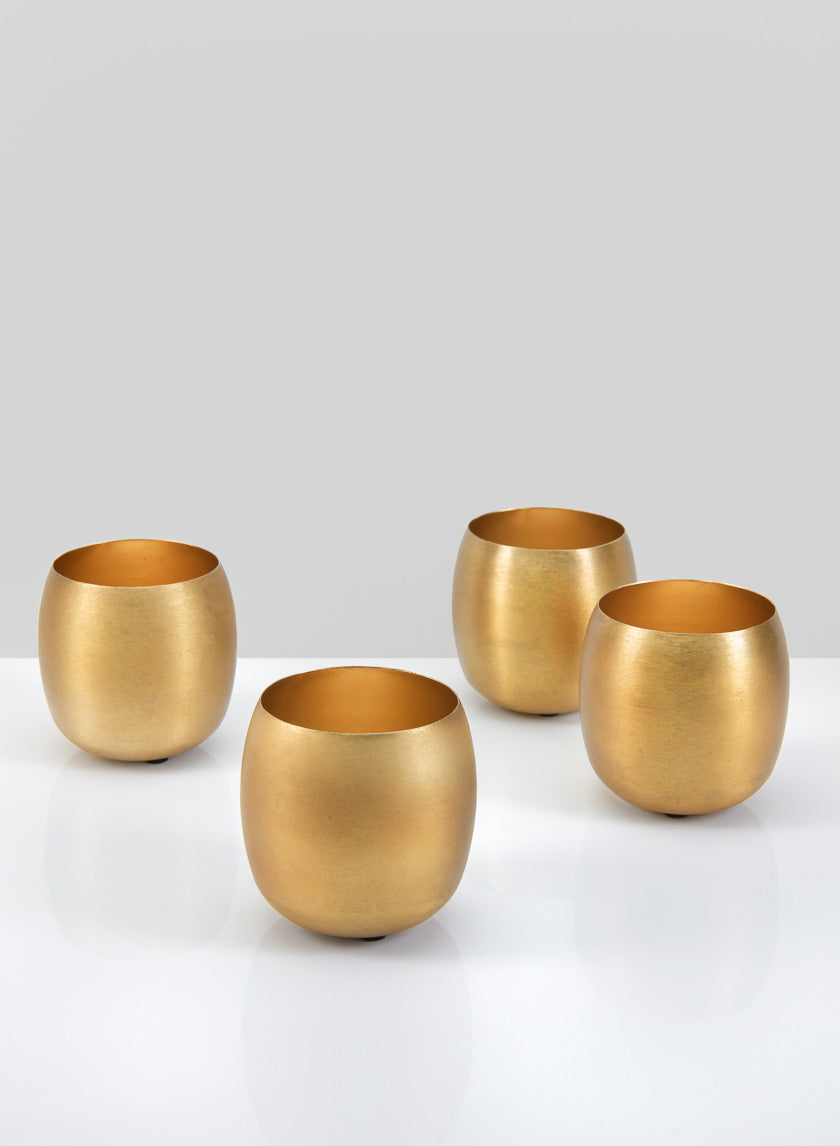 3.5in Wide Shanti Mini Gold Steel Bowls, Set of 4 Decor Jamali Garden